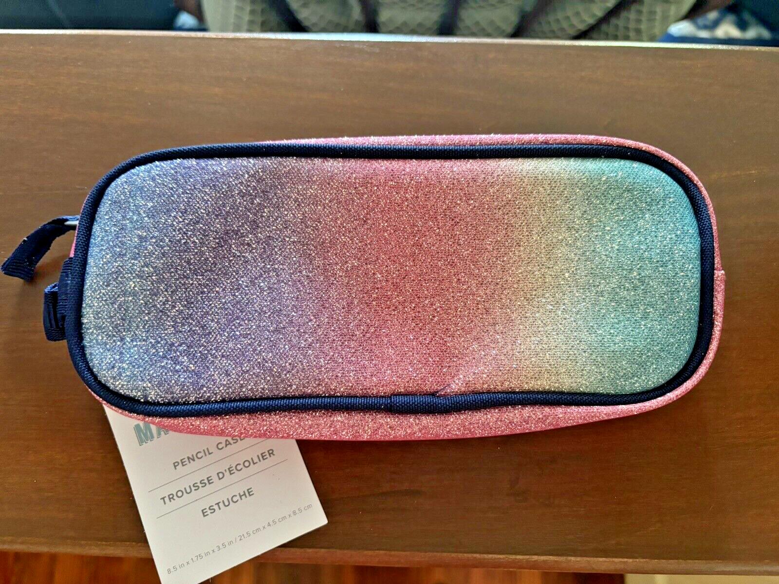 Pottery barn School disney Glitter pencil CASE +unicorn bag Rainbow Pouch Pink 1