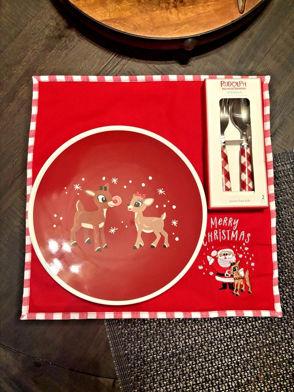 Pottery Barn Disney holiday Dinner SET Rudolph Santa gift Christmas gift
