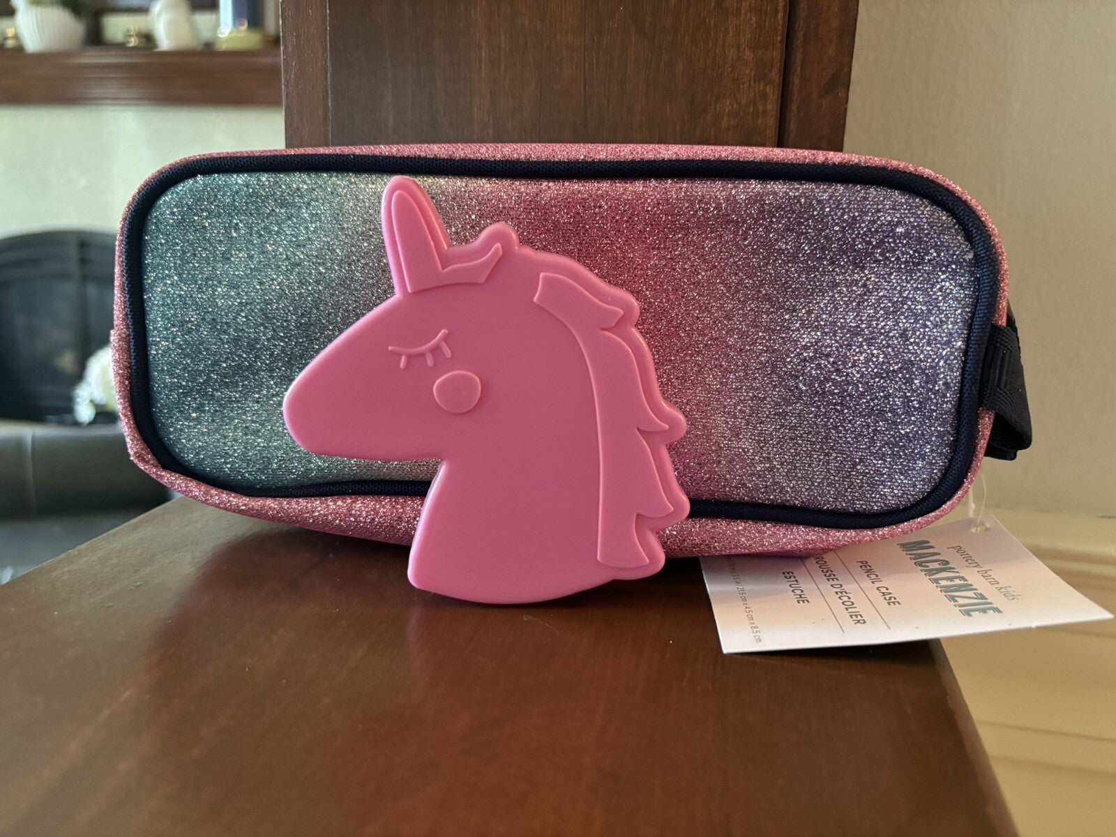 Pottery barn School Glitter pencil CASE+Utensil Set Rainbow Bag disney kid ??