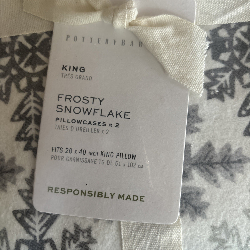 pottery barn KING Holiday Snowflake winter Village Disney Pillowcase SET 2 '