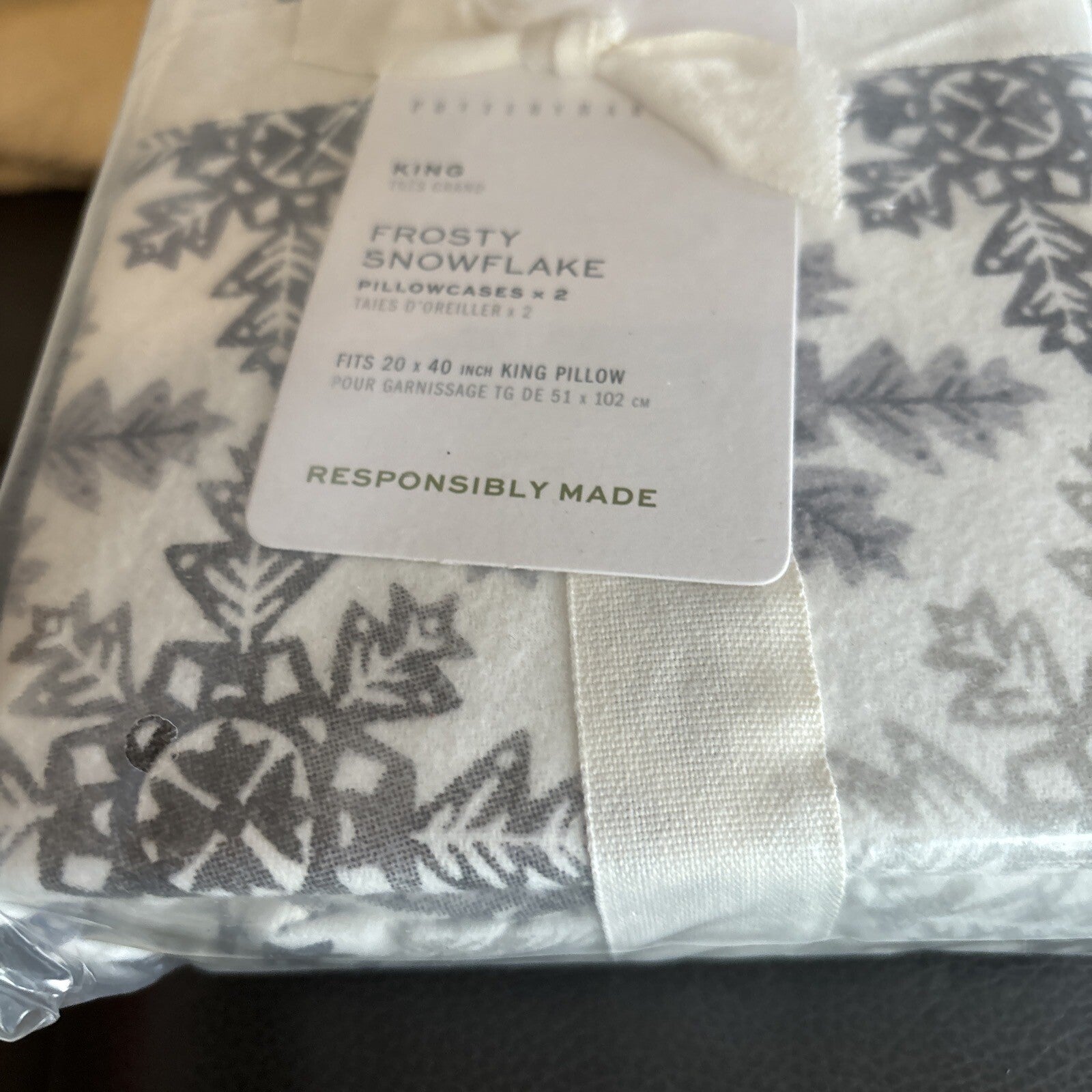 pottery barn KING Holiday Snowflake winter Village Disney Pillowcase SET 2 '