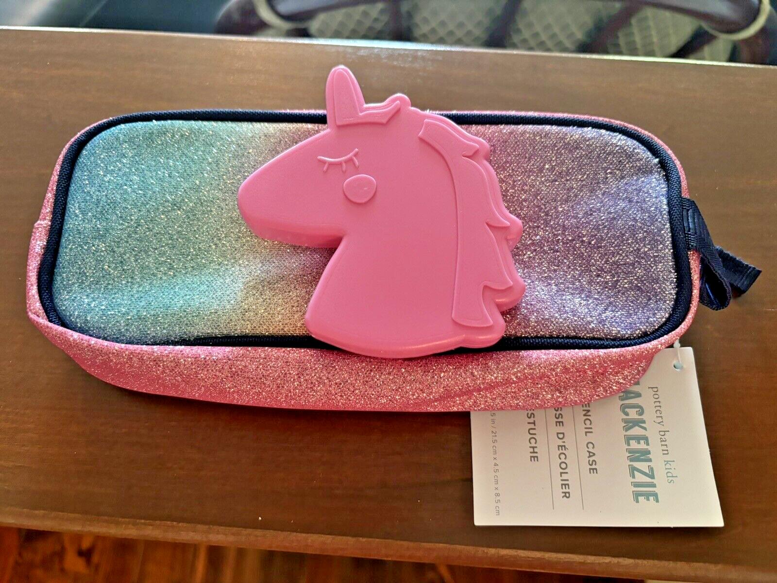 Pottery barn School disney Glitter pencil CASE +unicorn bag Rainbow Pouch Pink 1