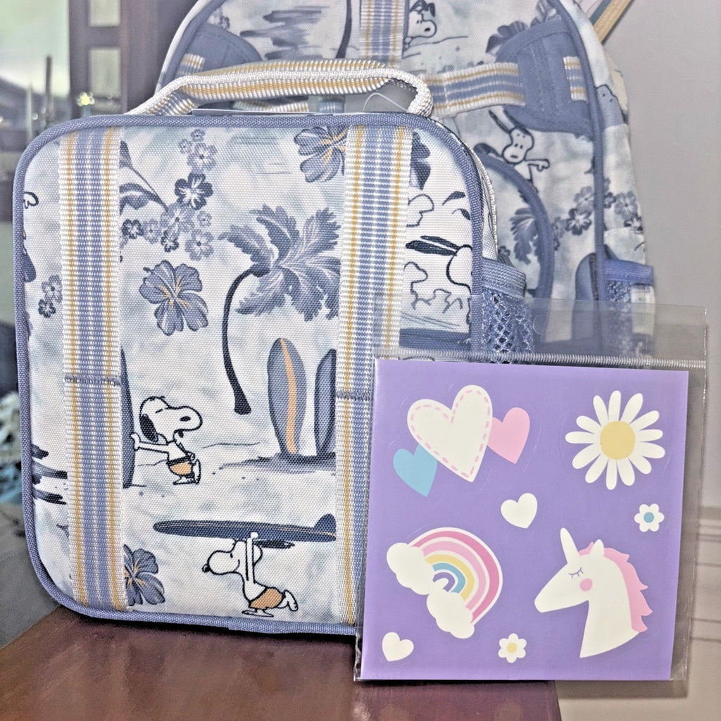 Pottery Barn Kids School Disney Glitter Snoopy Lunch travel Bag girl peanuts .