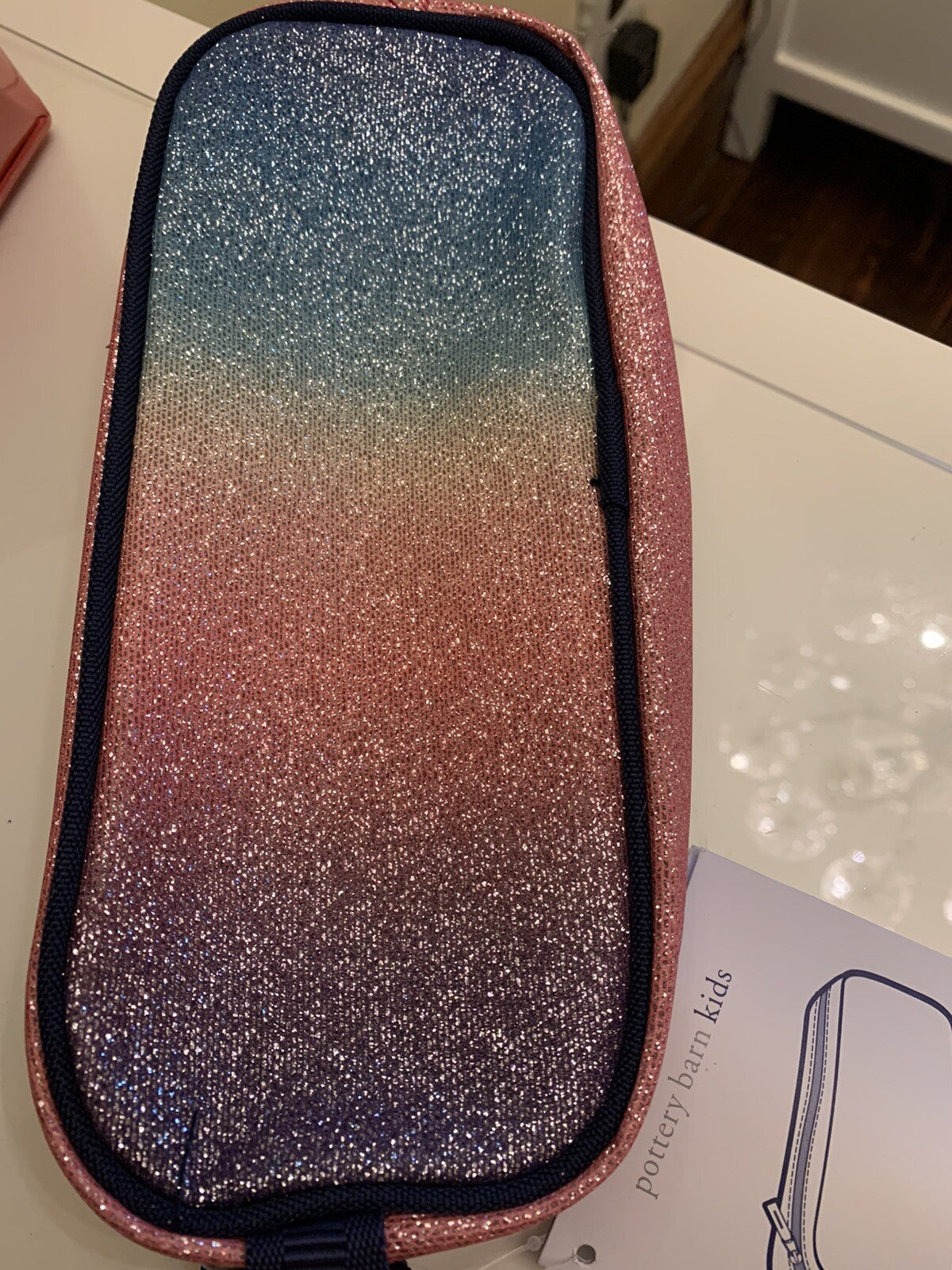 Pottery barn School disney Glitter pencil CASE +unicorn bag Rainbow Pouch Pink 1