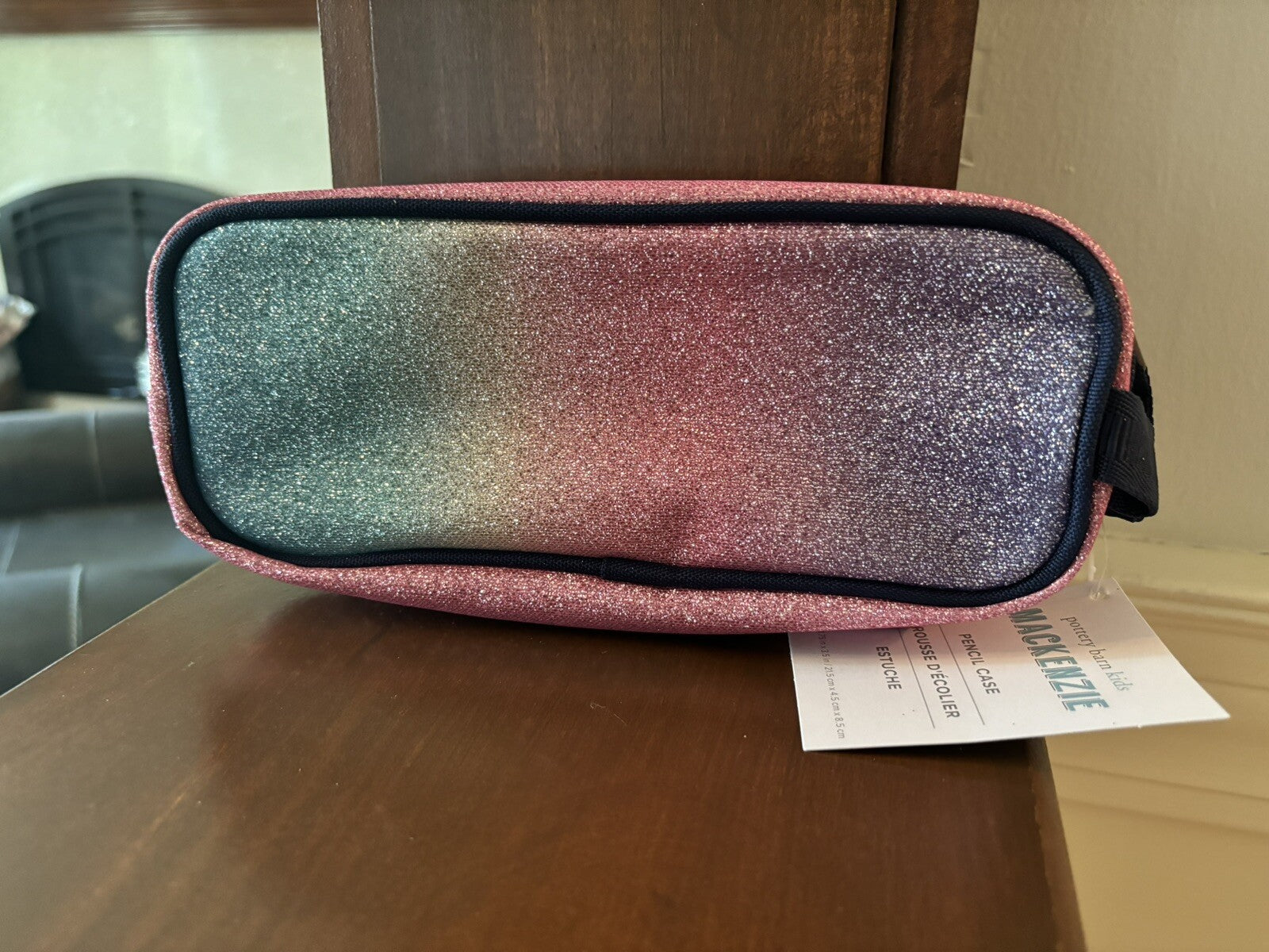 Pottery barn School disney Glitter pencil CASE +unicorn bag Rainbow Pouch Pink 1