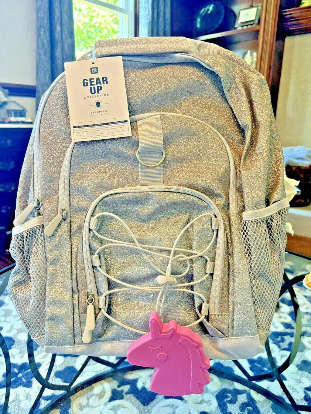 Pottery Barn kid school Disney Glitter backpack Princess+Lunch travel bag girl .