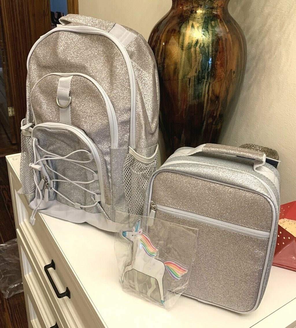 Pottery Barn kid school Disney Glitter backpack Princess+Lunch travel bag girl .