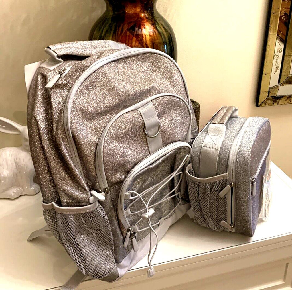 Pottery Barn kid school Disney Glitter backpack Princess+Lunch travel bag girl .