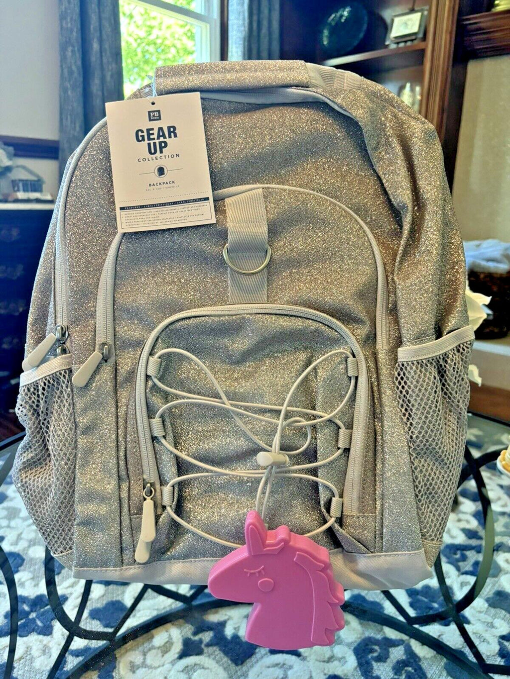 Pottery Barn kid school Disney Glitter backpack Princess+Lunch travel bag girl .