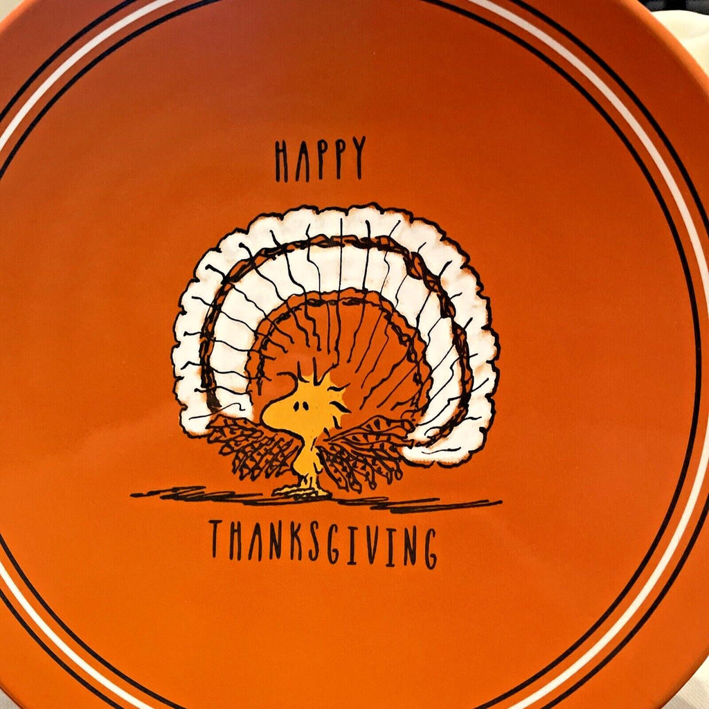 Pottery Barn Peanuts Snoopy holiday Thanksgiving party Disney DINNER PLATE SET 4