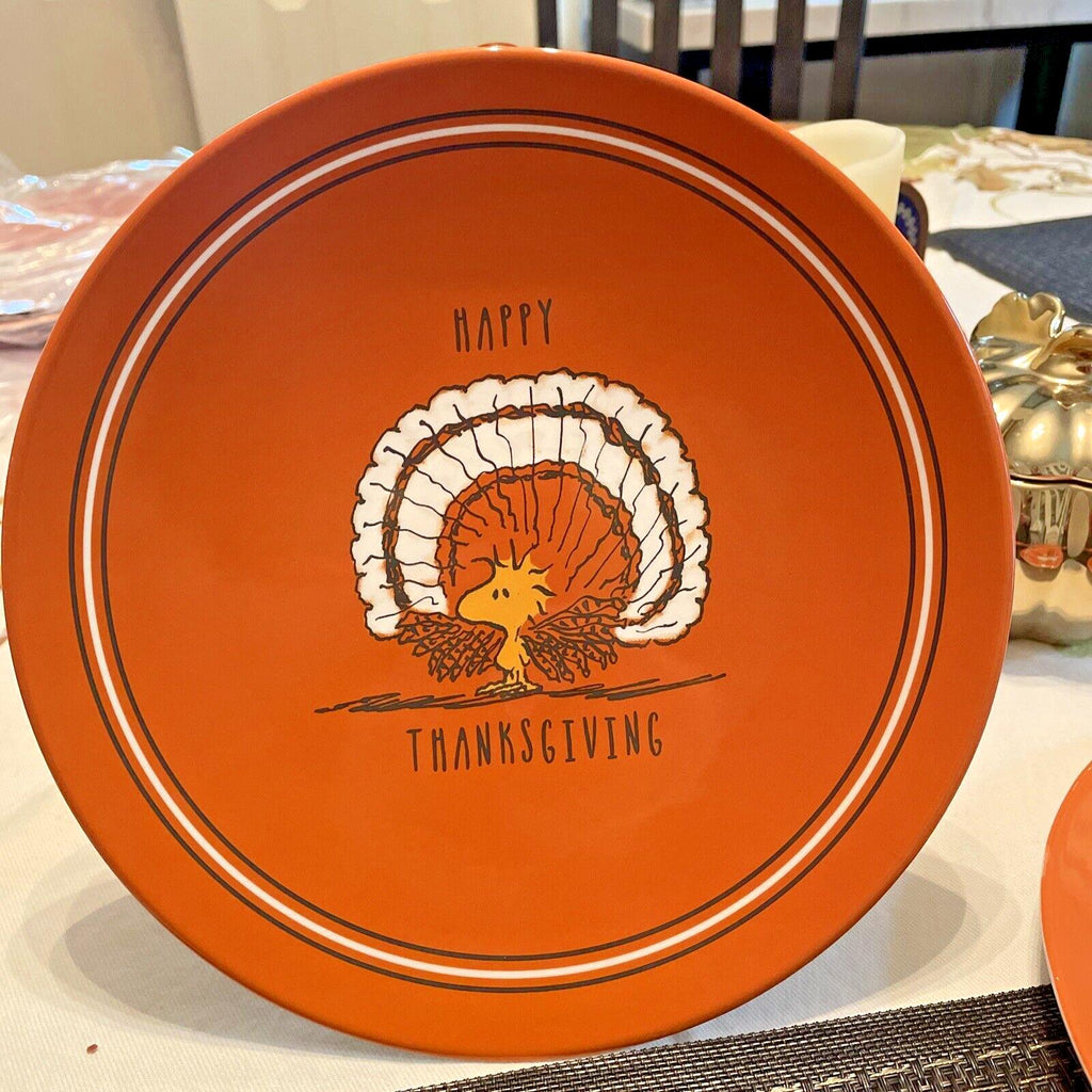 Pottery Barn Peanuts Snoopy holiday Thanksgiving party Disney DINNER PLATE SET 4