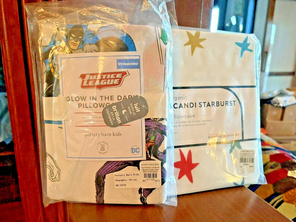 Pottery barn Superman Batman Avengers Marvel Comics star bed Sham gift SET 2 [