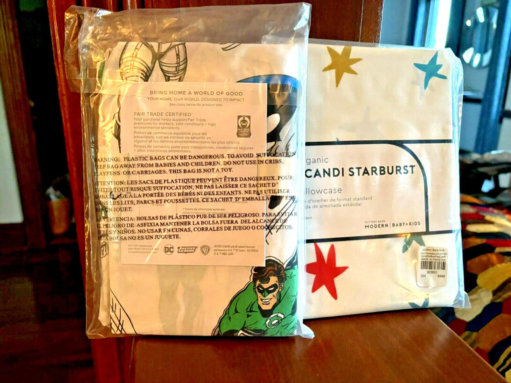 Pottery barn Superman Batman Avengers Marvel Comics star bed Sham gift SET 2 [