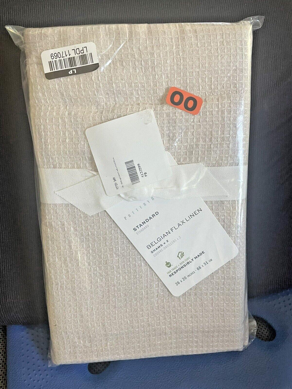 Pottery Barn Belgian Flax Linen Pillow SHAM SET 2 Rose holiday gift =