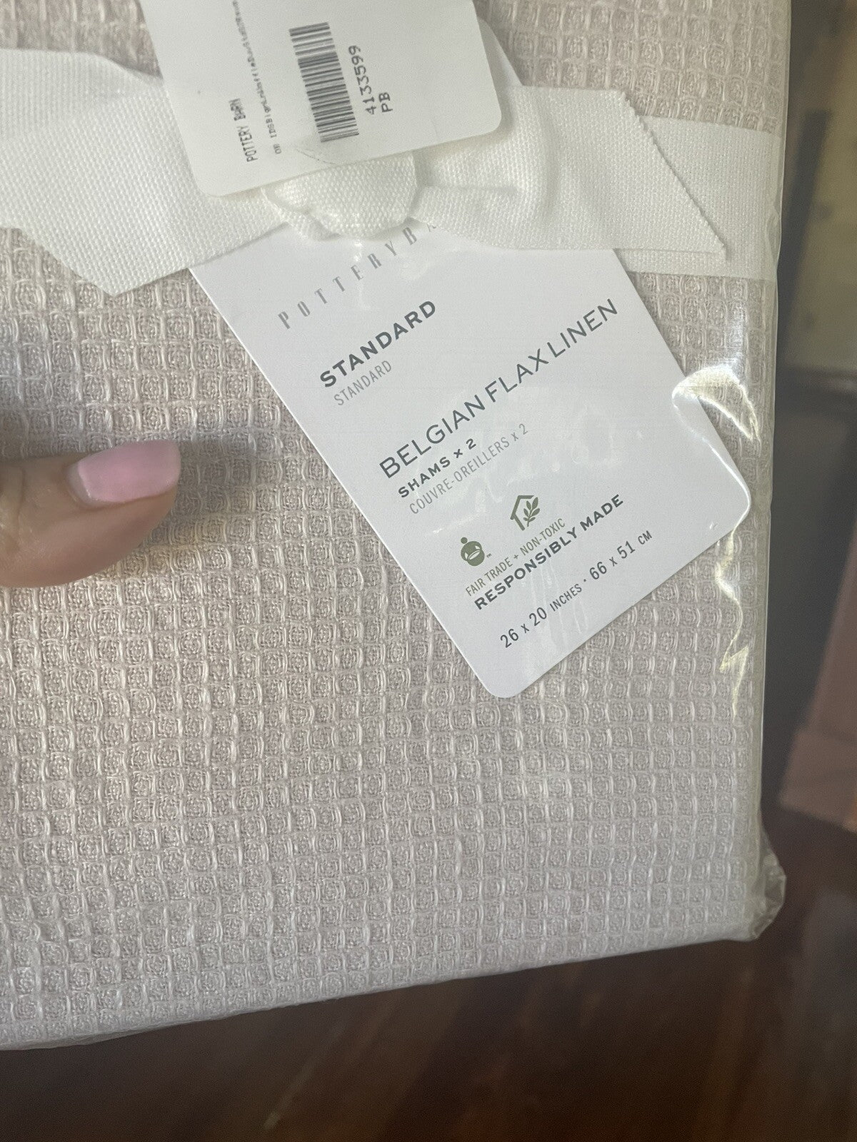 Pottery Barn Belgian Flax Linen Pillow SHAM SET 2 Rose holiday gift =