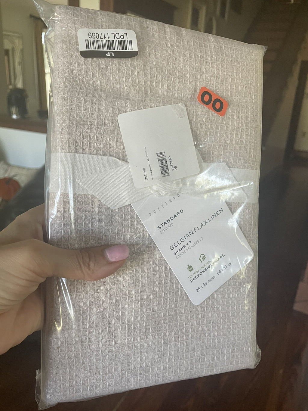 Pottery Barn Belgian Flax Linen Pillow SHAM SET 2 Rose holiday gift =