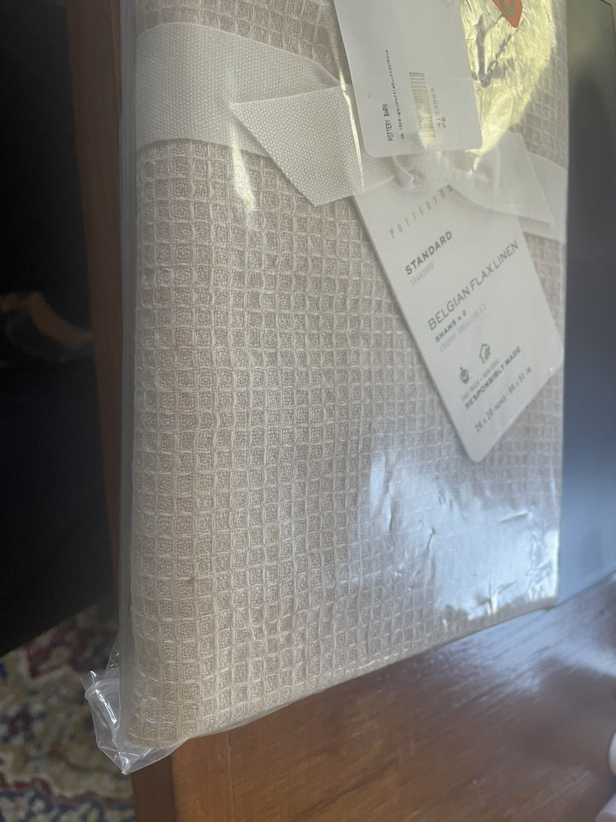 Pottery Barn Belgian Flax Linen Pillow SHAM SET 2 Rose holiday gift =