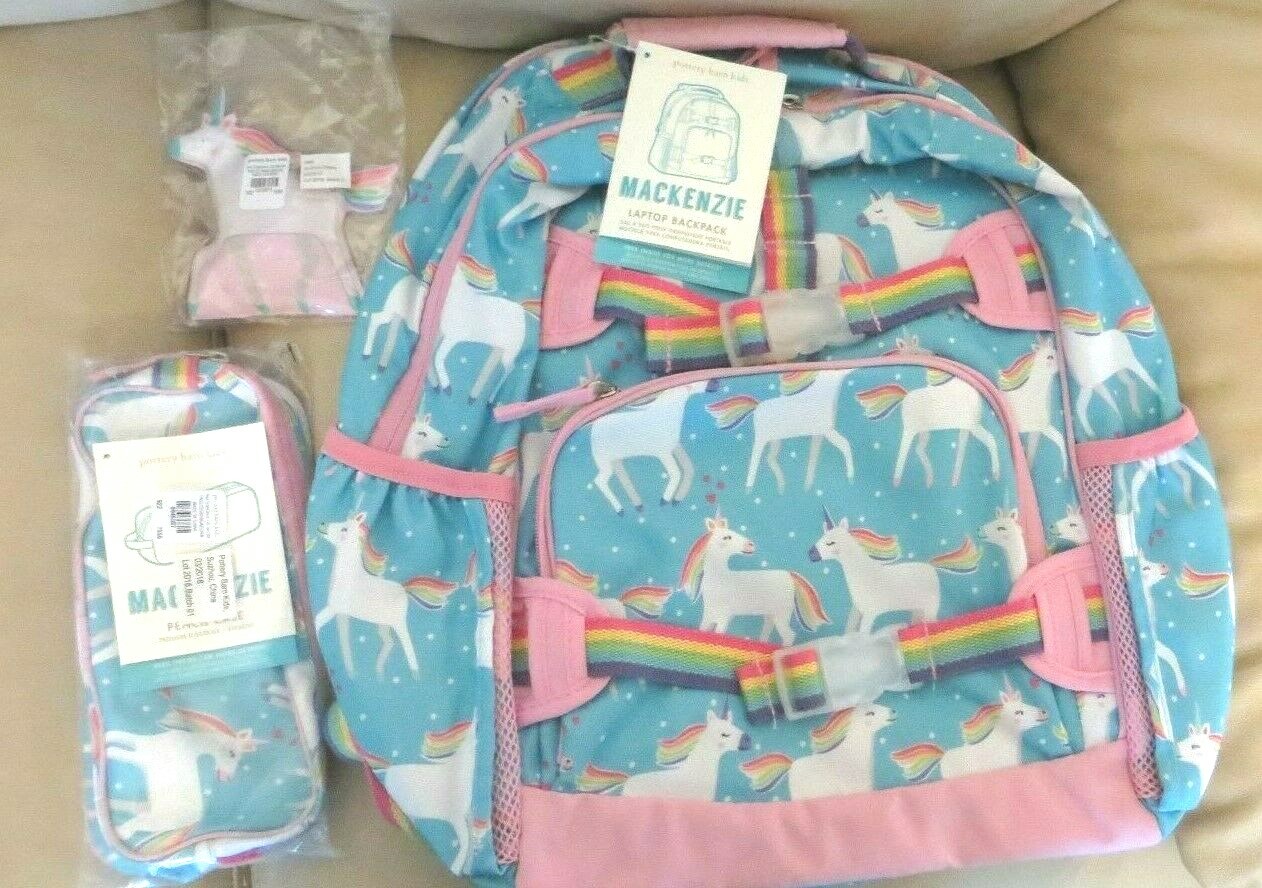 School Pottery barn BACKPACK Disney +Unicorn Pencil case Travel bag rainbow ?? .