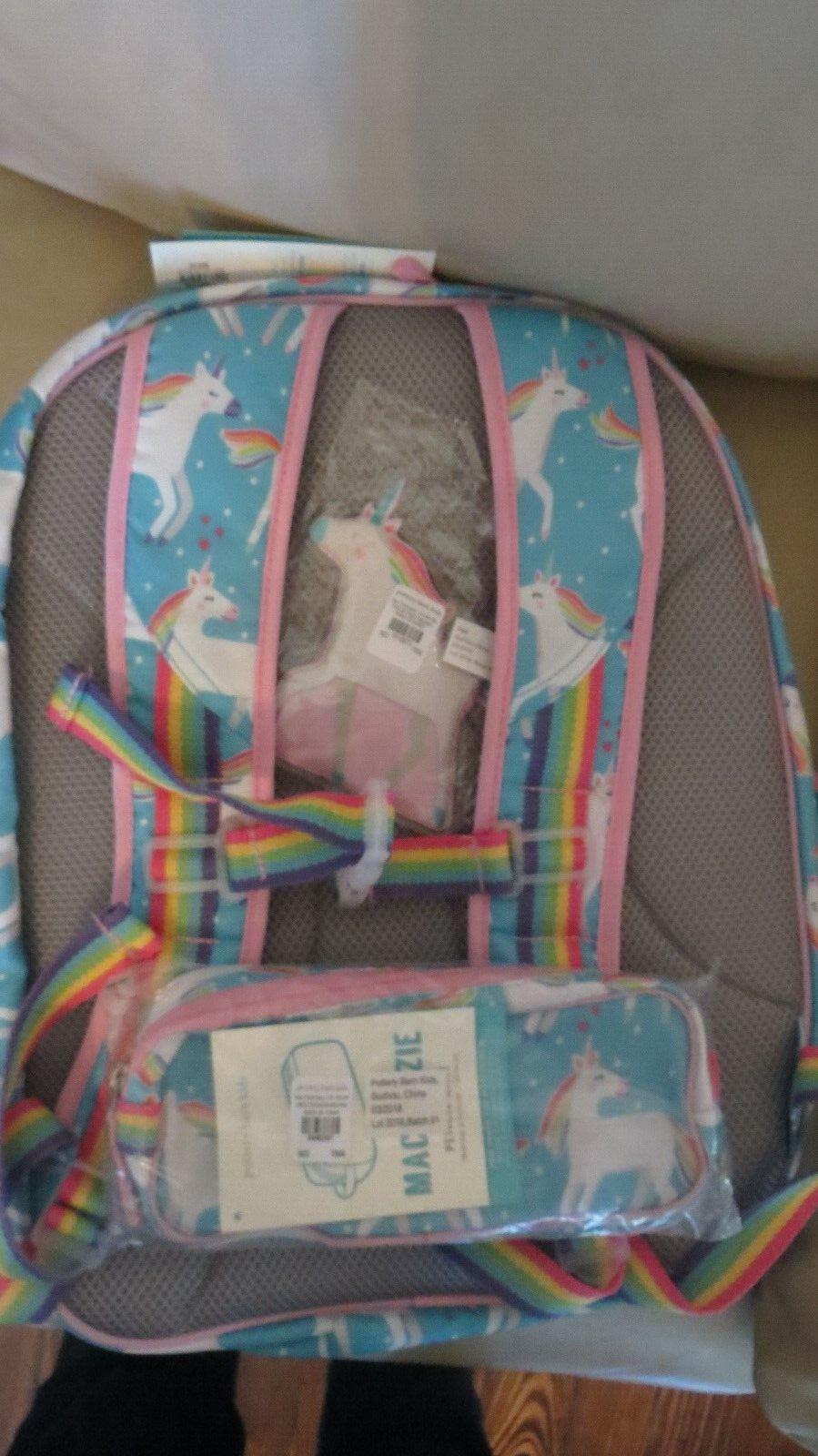 School Pottery barn BACKPACK Disney +Unicorn Pencil case Travel bag rainbow ?? .