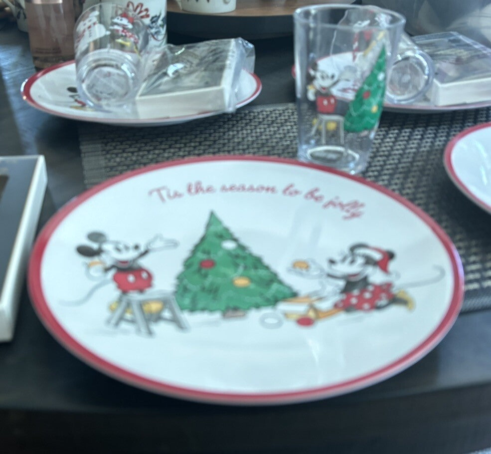 Pottery Barn Mickey Mouse Plate+CUP+PLACE MAT Christmas holiday Disney Gift ??1