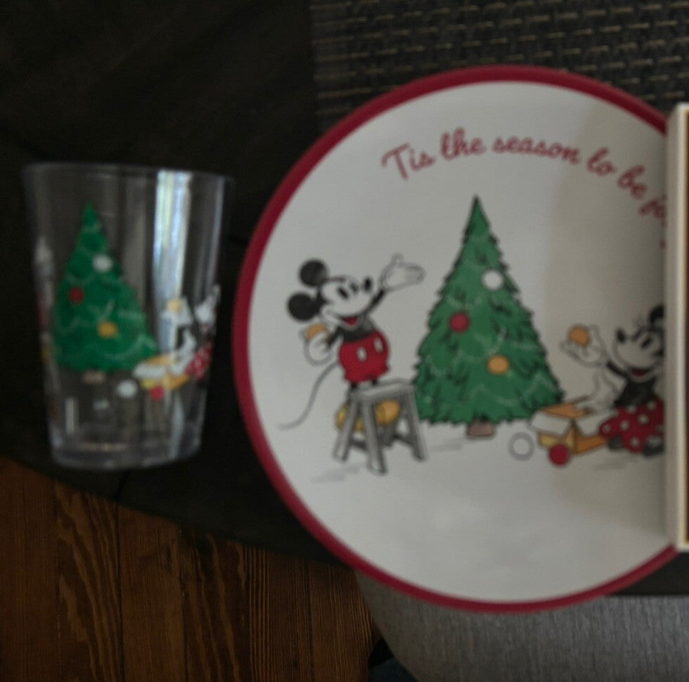 Pottery Barn Mickey Mouse Plate+CUP+PLACE MAT Christmas holiday Disney Gift ??1