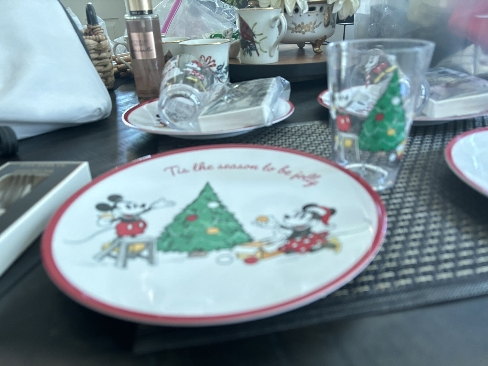 Pottery Barn Mickey Mouse Plate+CUP+PLACE MAT Christmas holiday Disney Gift ??1