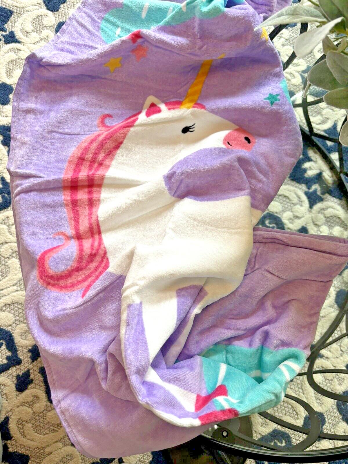 Pottery barn Disney BATH towel kid Beach UNICORN RAINBOW Travel school girl -