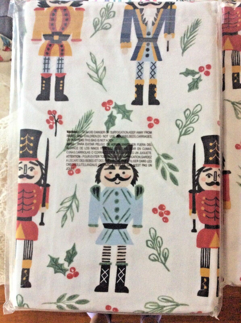 Garnet Hill holiday nutcracker Christmas KING Duvet cover Garland gift party {