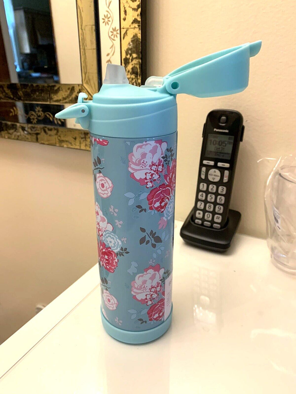 Pottery barn Garden Party Floral LARGE WATER BOTTLE school Travel gift college .