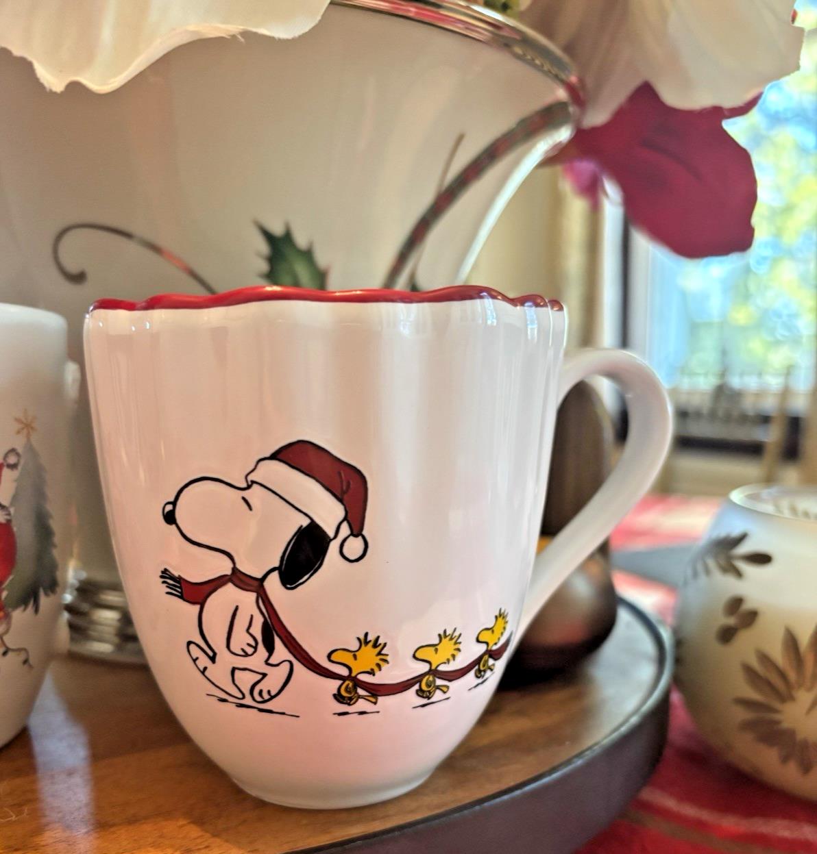 pottery barn Santa Christmas Snoopy holiday Snowman Coffee Mug cup gift kid M
