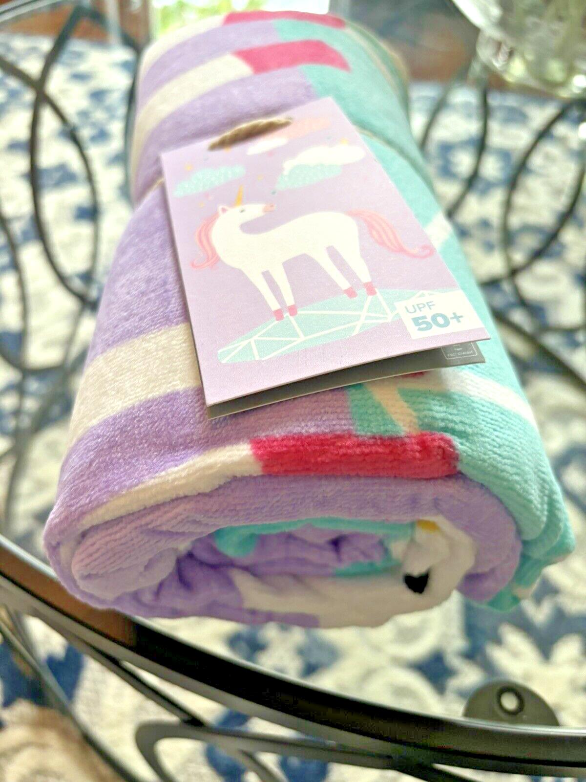 Pottery barn Disney BATH towel kid Beach UNICORN RAINBOW Travel school girl -