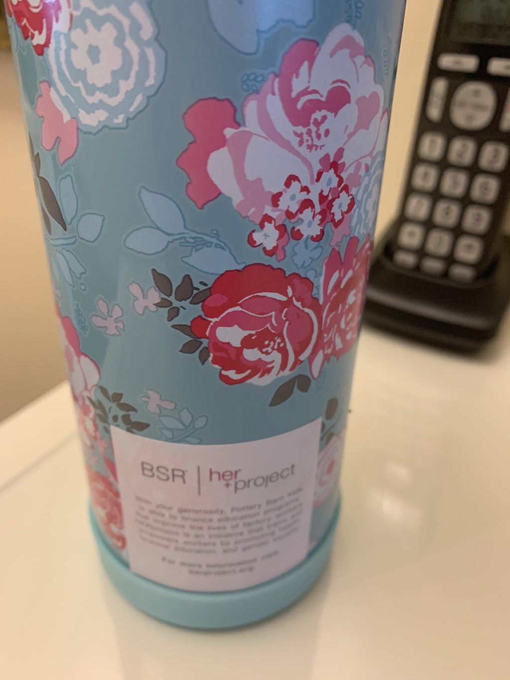 Pottery barn Garden Party Floral LARGE WATER BOTTLE school Travel gift college .