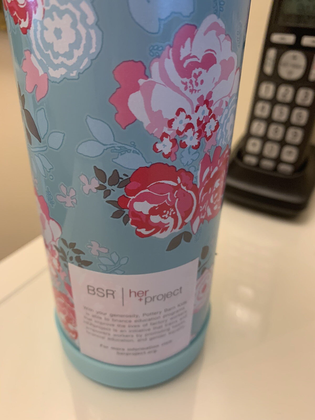 Pottery barn Garden Party Floral LARGE WATER BOTTLE school Travel gift college .