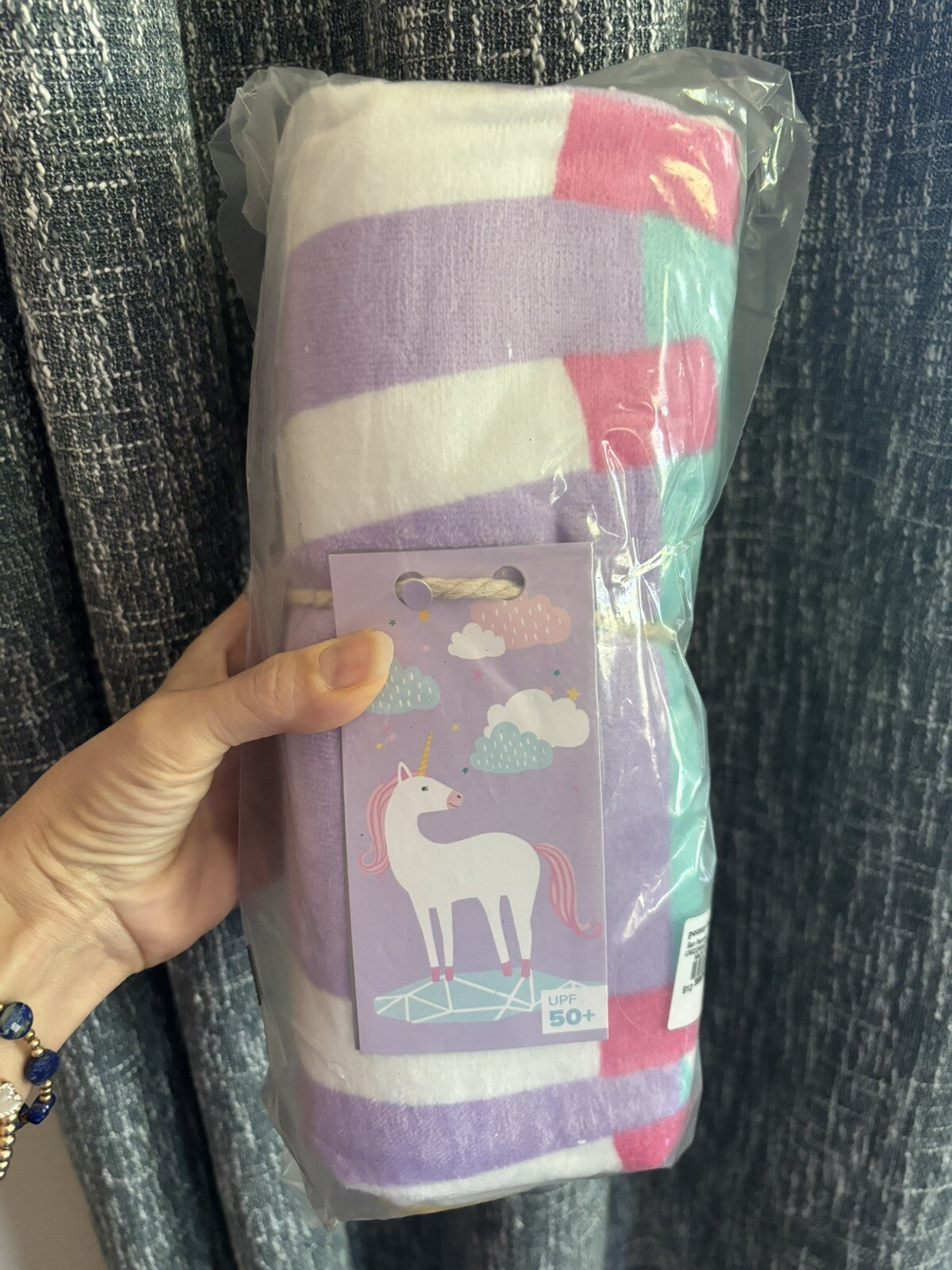 Pottery barn Disney BATH towel kid Beach UNICORN RAINBOW Travel school girl -