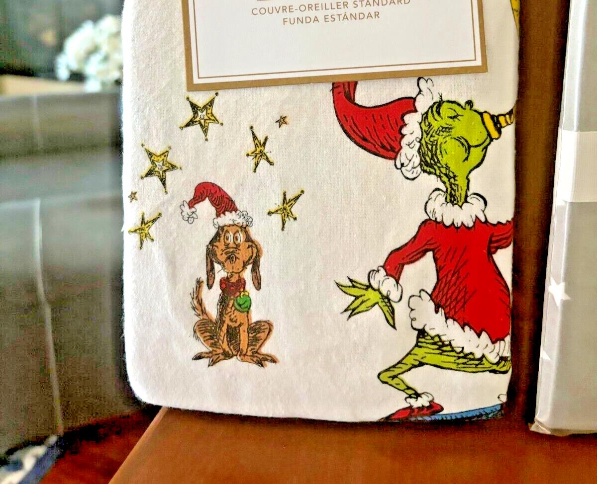 Pottery Barn Grinch Snoopy Christmas Seuss Holiday Disney kids pillowcase SET 2y
