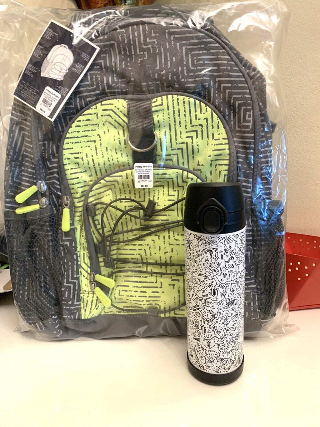 Pottery Barn school Disney backpack+Keith Haring comic Water LARGE TRAVEL Bag .