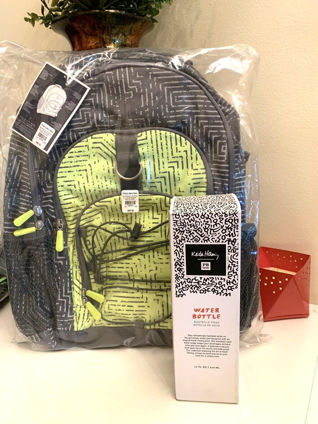Pottery Barn school Disney backpack+Keith Haring comic Water LARGE TRAVEL Bag .