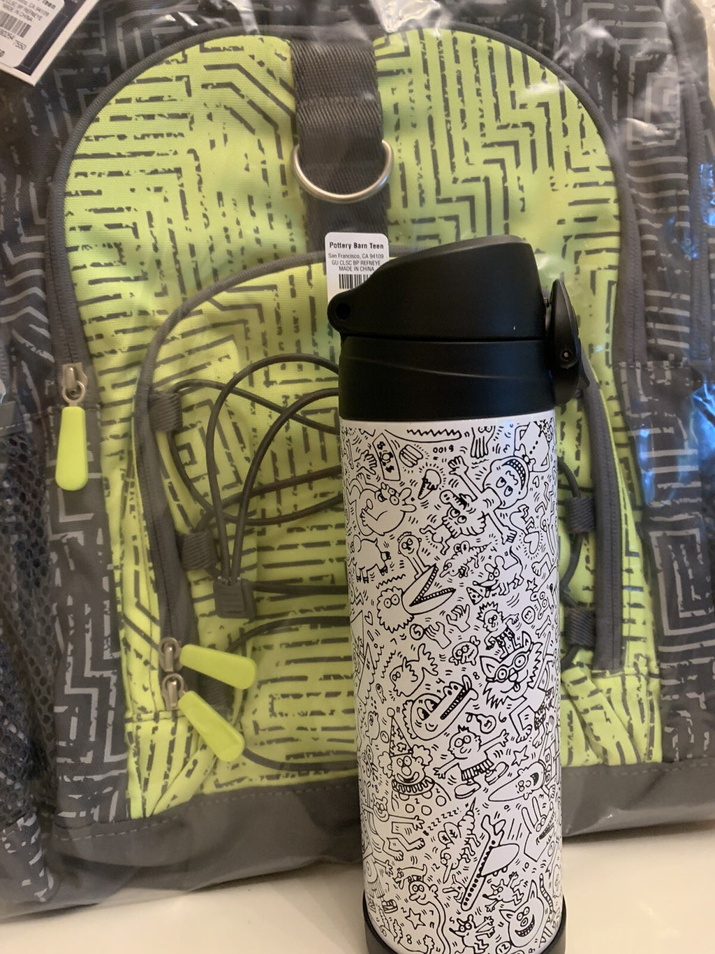 Pottery Barn school Disney backpack+Keith Haring comic Water LARGE TRAVEL Bag .