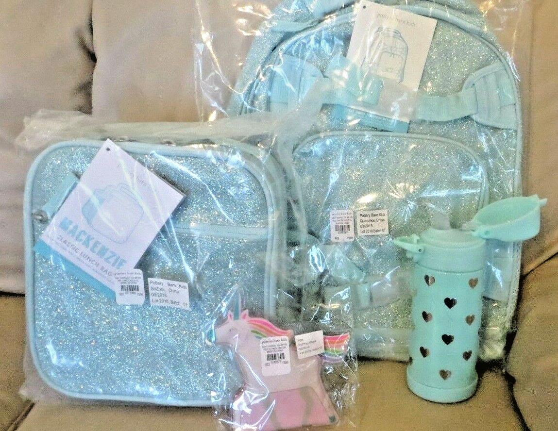 Pottery Barn School BACKPACK LUNCH WATER Didney Frozen glitter travel set girl 3