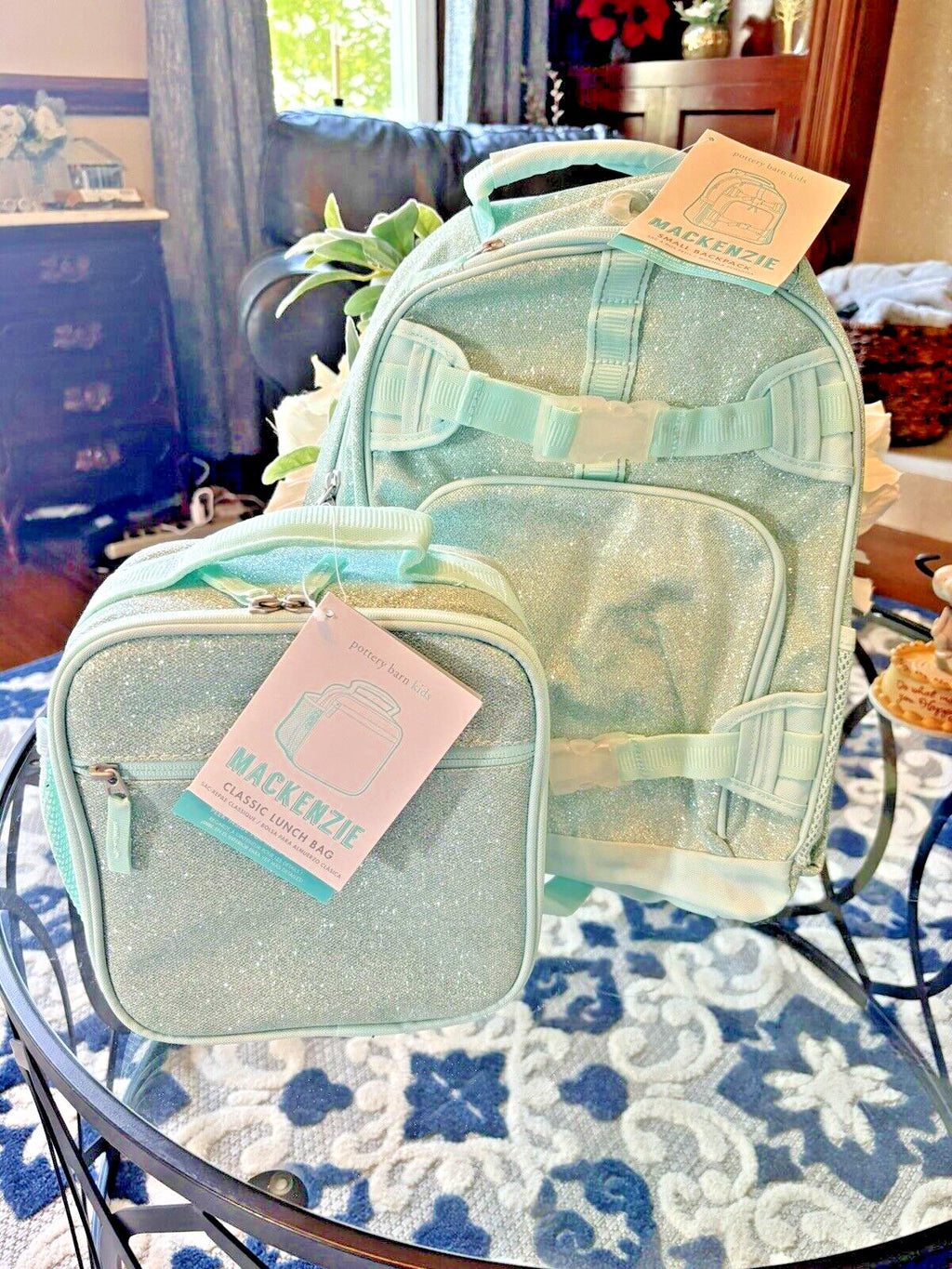 Pottery Barn School BACKPACK LUNCH WATER Didney Frozen glitter travel set girl 3