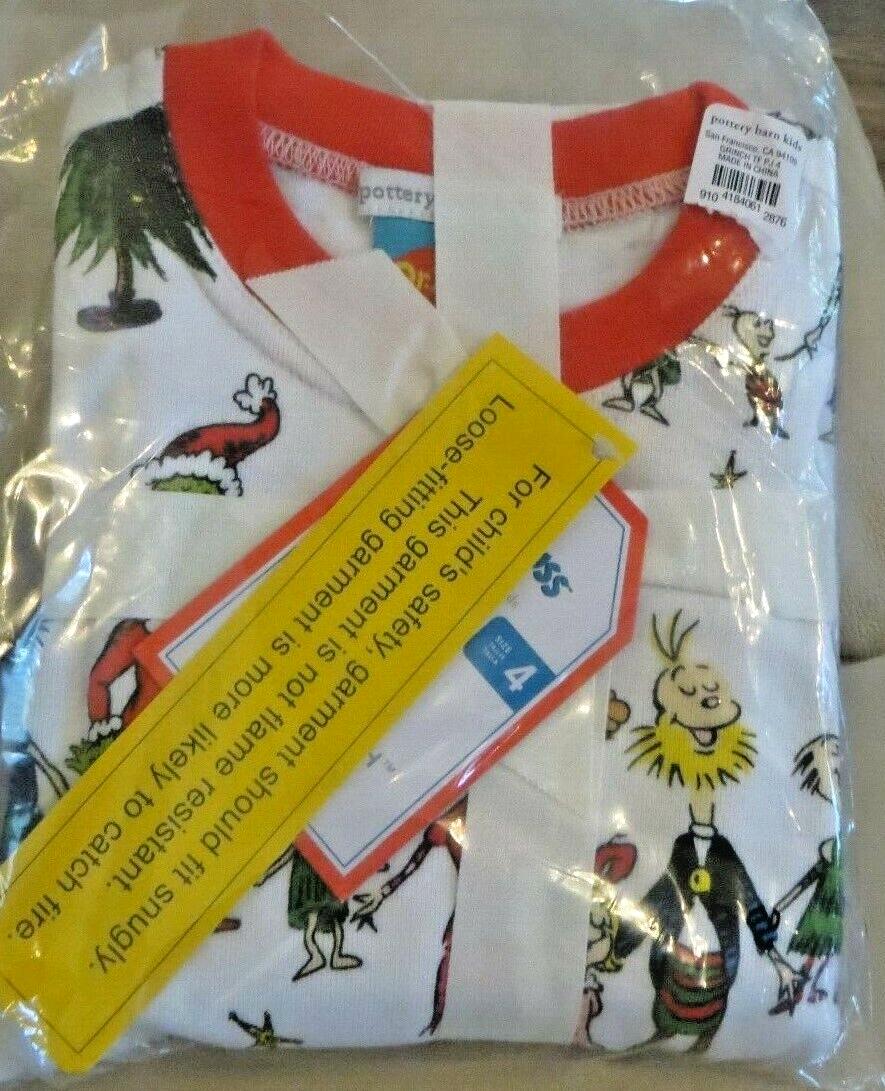 Disney GRINCH Disney Pottery Barn CHRISTMAS Dog Pajama Shirt PJ Seuss SIZE 4 '