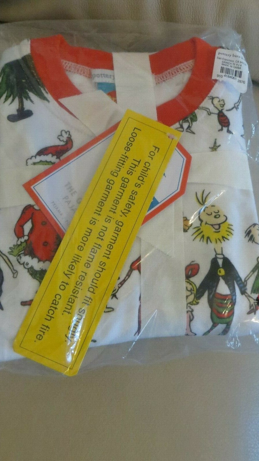 Disney GRINCH Disney Pottery Barn CHRISTMAS Dog Pajama Shirt PJ Seuss SIZE 4 '