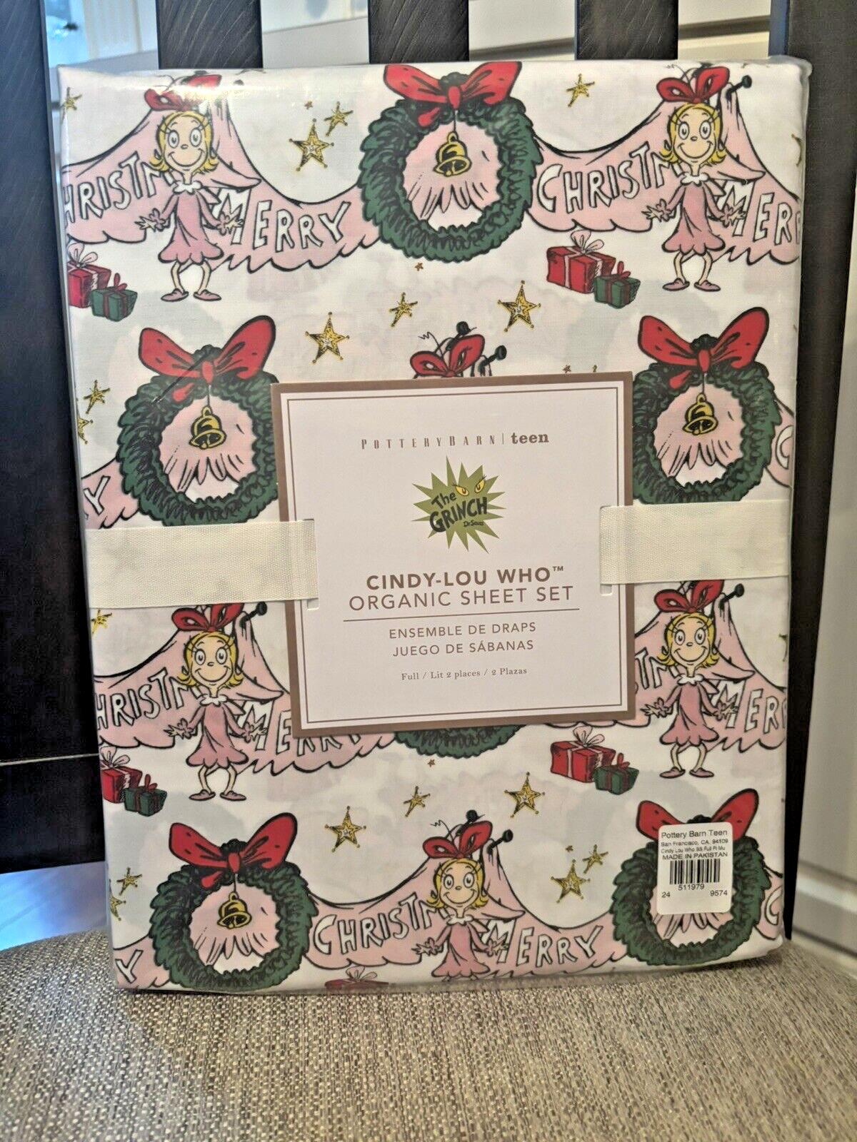 Pottery Barn GRINCH FULL SHEET SET Seuss kid holiday Wreath party school gift ]