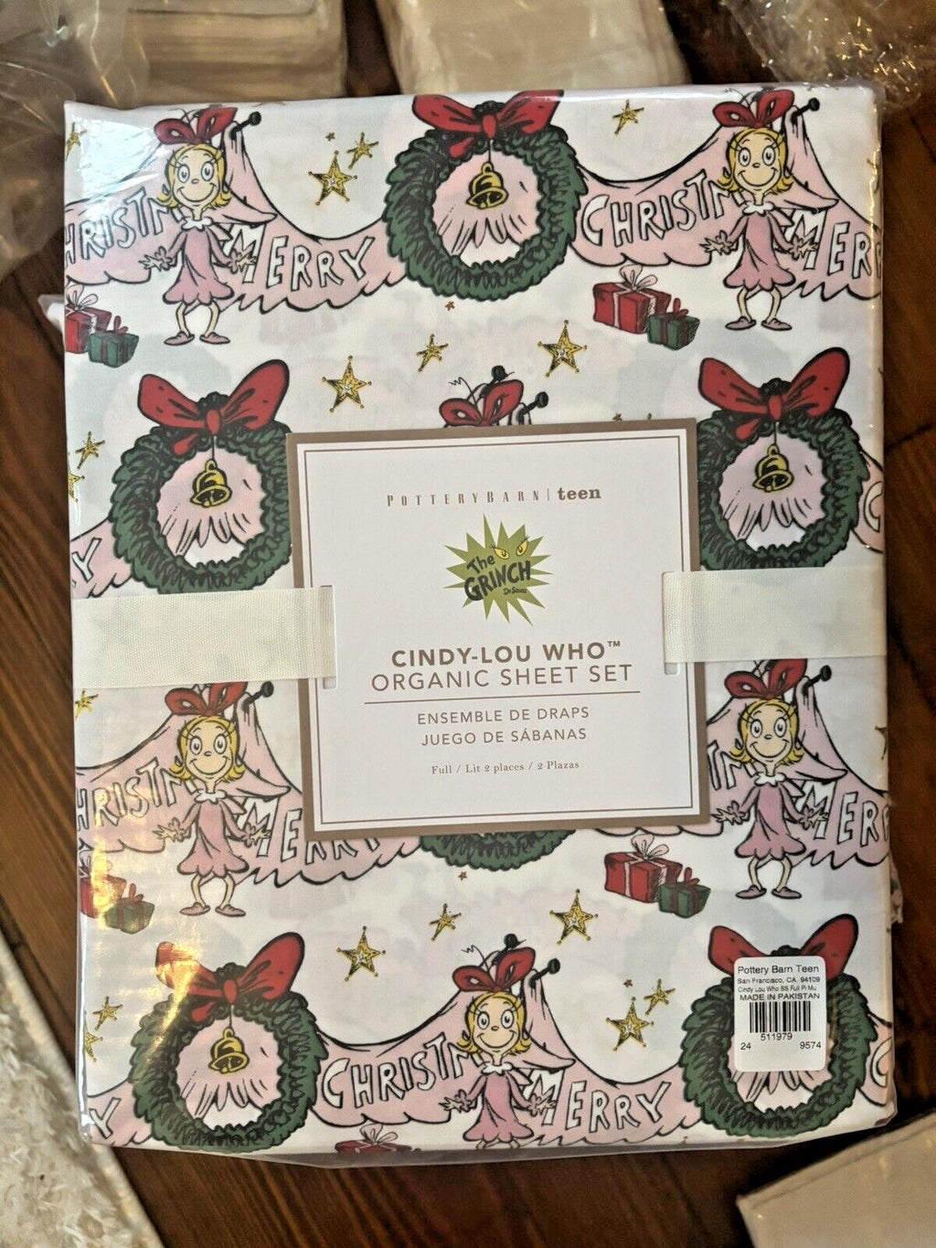 Pottery Barn GRINCH FULL SHEET SET Seuss kid holiday Wreath party school gift ]