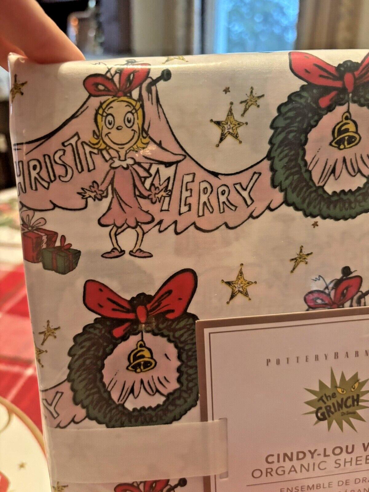 Pottery Barn GRINCH FULL SHEET SET Seuss kid holiday Wreath party school gift ]