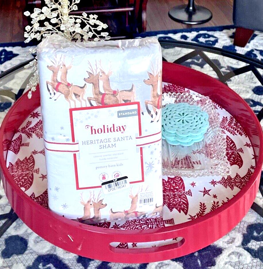 Pottery Barn Christmas Holiday Pillow SHAM Heritage Rudolph Santa Party Disney {