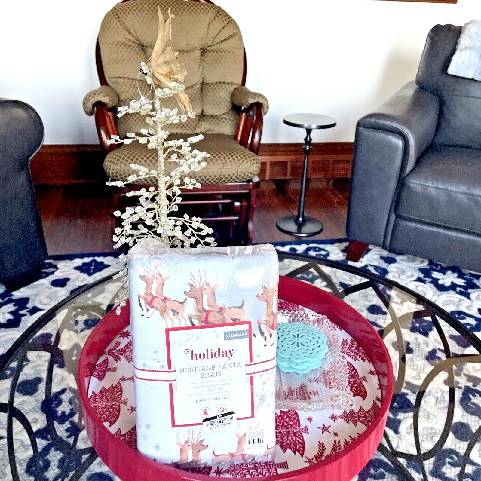 Pottery Barn Christmas Holiday Pillow SHAM Heritage Rudolph Santa Party Disney {