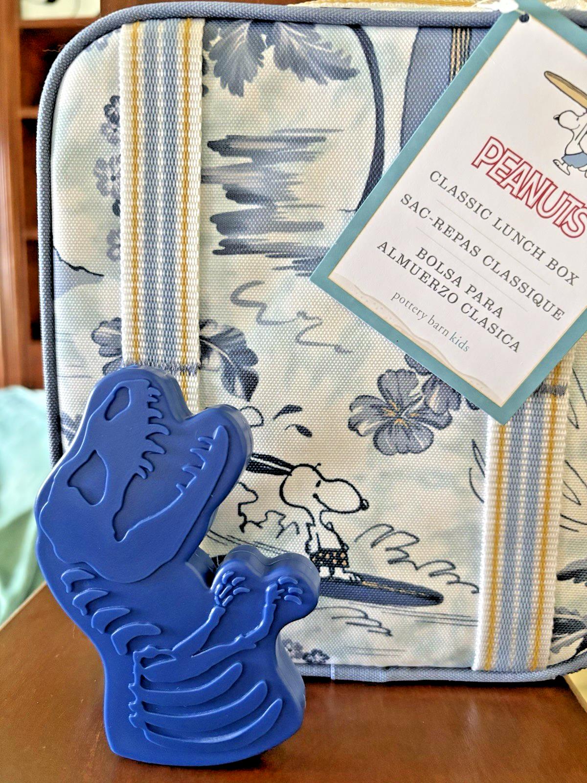 School Pottery barn Kids Snoopy Dinosaur LUNCH BOX Bag Jurassic Travel Pre K .