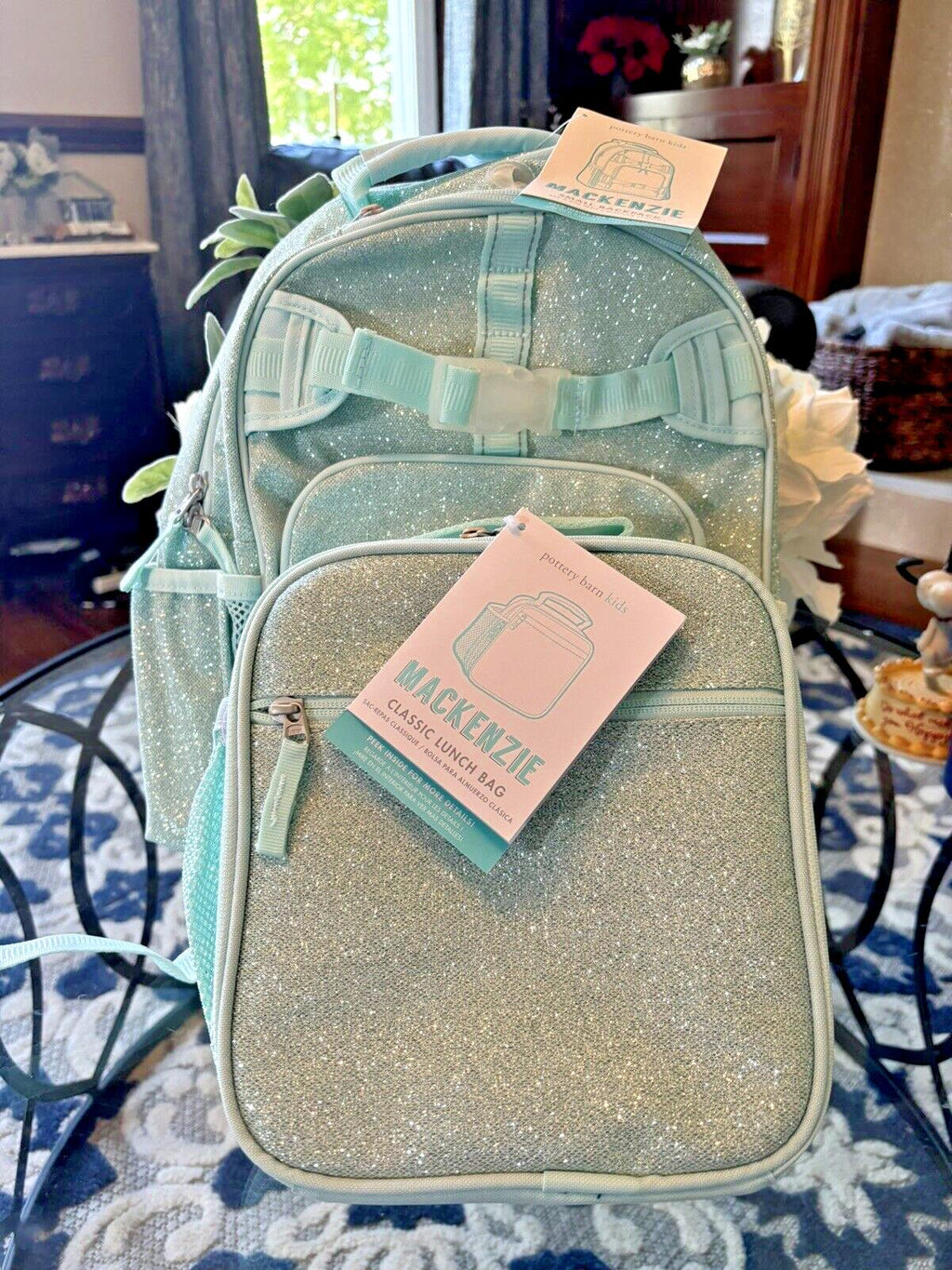 Pottery Barn School BACKPACK LUNCH WATER Didney Frozen glitter travel set girl 3