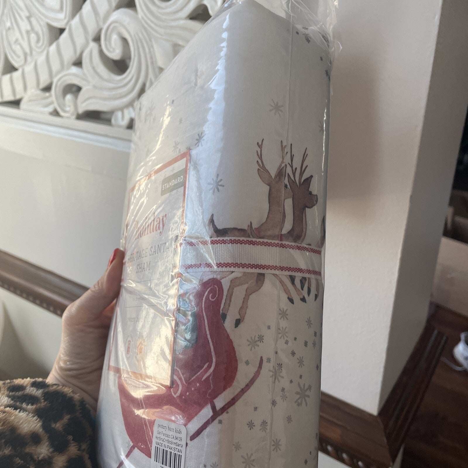 Pottery Barn Christmas Holiday Pillow SHAM Heritage Rudolph Santa Party Disney {
